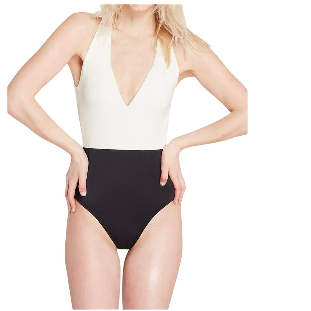 Summersalt Deep Dive One Piece Swimsuit in Ivory Black